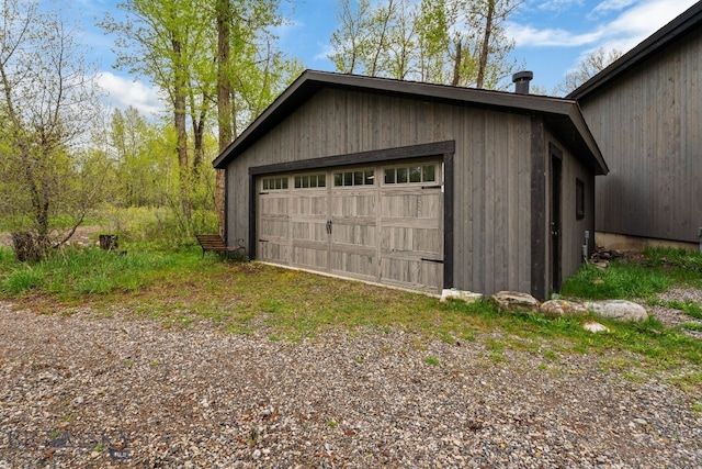 view of detached garage