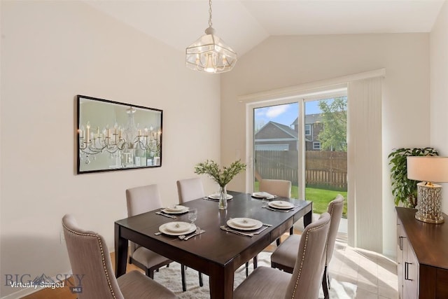 550 Green Tree, Belgrade, MT 59714 - dining space with vaulted ceiling and a chandelier