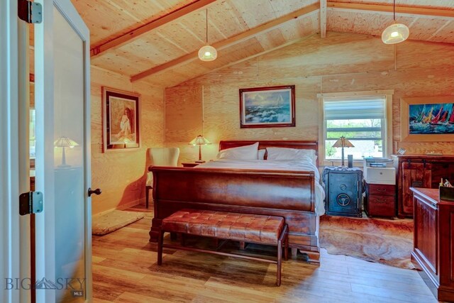1007 E Geyser, Livingston, MT 59047 - bedroom featuring light wood-style flooring and wood ceiling