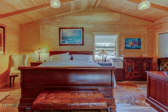 1007 E Geyser, Livingston, MT 59047 - bedroom with wood finished floors and wooden ceiling