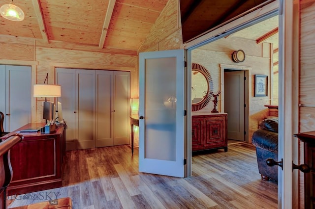 1007 E Geyser, Livingston, MT 59047 - bedroom with wood finished floors and wood ceiling