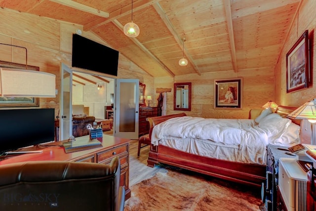 1007 E Geyser, Livingston, MT 59047 - bedroom featuring wood finished floors and wooden ceiling