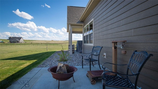 view of patio with a view of countryside