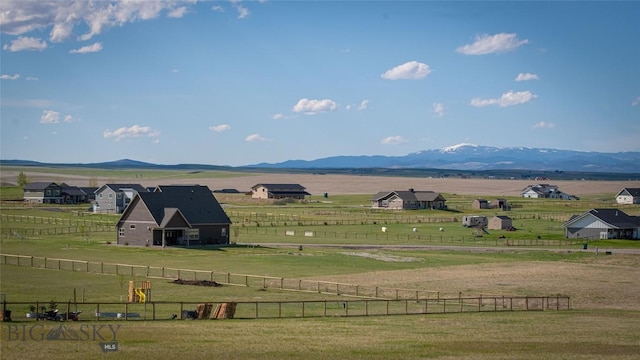 mountain view with rural landscape and a pastoral area