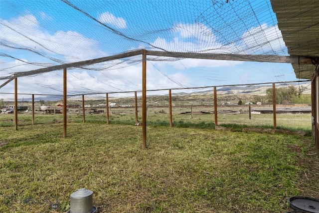 view of yard with a mountain view