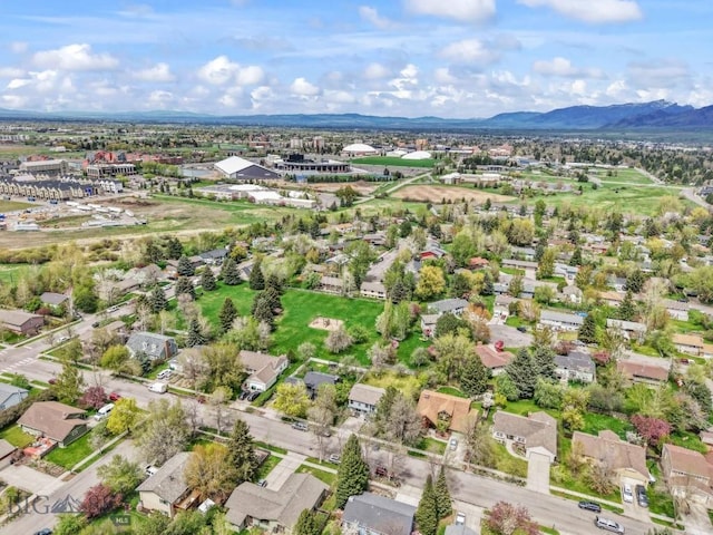 aerial perspective of suburban area with mountains