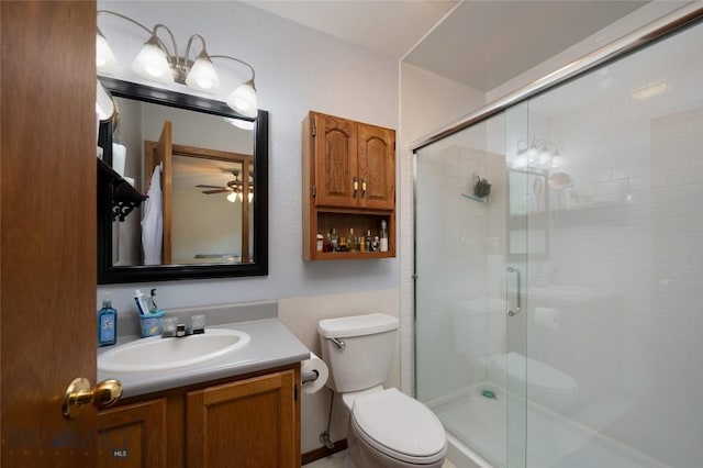 115 8th, Belgrade, MT 59714 - full bath with toilet, a stall shower, vanity, and ceiling fan
