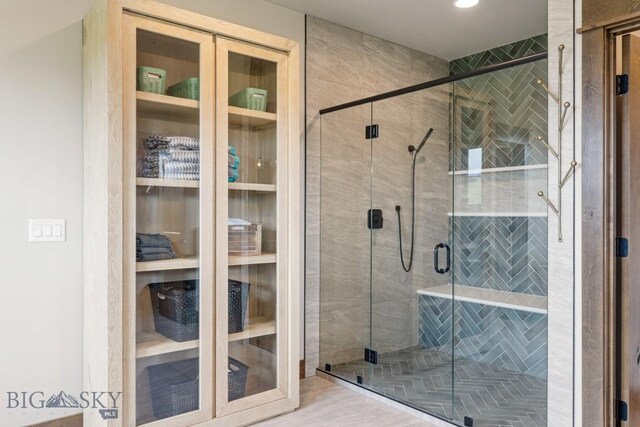 200 Miller Point Pl, Belgrade, MT 59714 - bathroom featuring a shower stall and recessed lighting