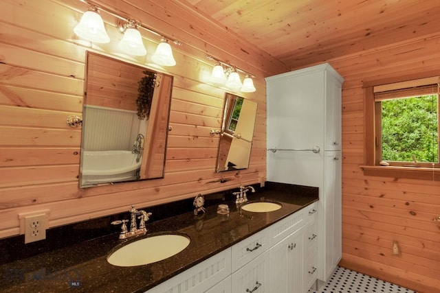 101 W Bridger Creek Rd, Big Timber, MT 59011 - full bathroom with wood walls and double vanity