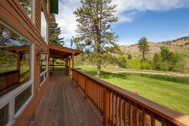 101 W Bridger Creek Rd, Big Timber, MT 59011 - deck featuring a yard and a water and mountain view