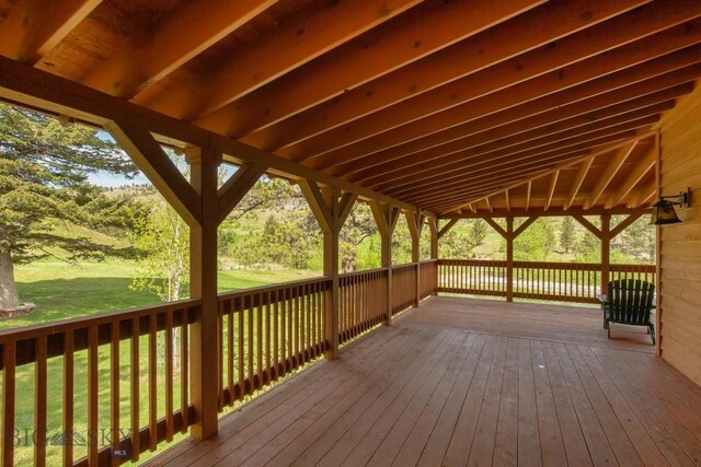 101 W Bridger Creek Rd, Big Timber, MT 59011 - wooden terrace featuring a yard
