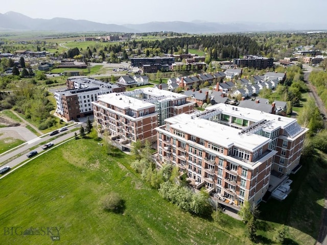 drone / aerial view of a mountain backdrop