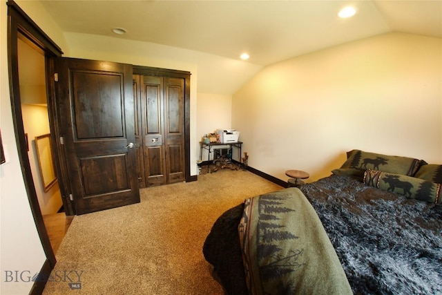 7 N Lewis And Clark Trl, Whitehall, MT 59759 - bedroom featuring vaulted ceiling, carpet floors, and recessed lighting