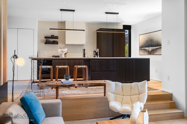 living area with stairway