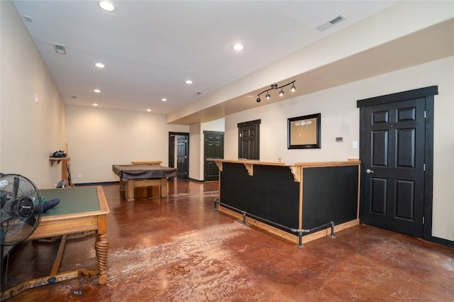 508 Coral Dr, Belgrade, MT 59714 - game room with concrete flooring, recessed lighting, and baseboards