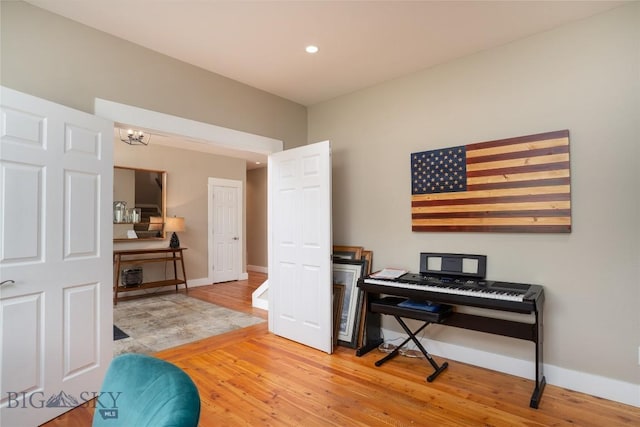 508 Coral Dr, Belgrade, MT 59714 - home office featuring light wood finished floors, baseboards, and recessed lighting