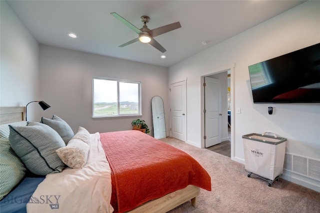 36 Sante Fe, Three Forks, MT 59752 - bedroom featuring carpet floors, recessed lighting, ceiling fan, and baseboards