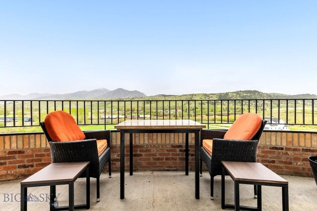 view of patio featuring a mountain view
