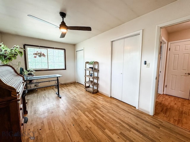 607 Meadowlark Ln, Livingston, MT 59047 - office featuring light wood-style flooring and a ceiling fan