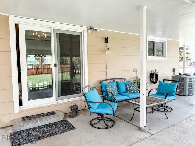 607 Meadowlark Ln, Livingston, MT 59047 - view of patio featuring central air condition unit and an outdoor hangout area