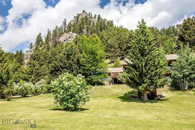 952 N Meadow Creek Rd, Mcallister, MT 59740 - view of green lawn featuring a wooden deck