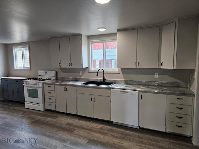 1820 Utah, Butte, MT 59701 - kitchen with white appliances, a sink, dark wood-style flooring, and healthy amount of natural light