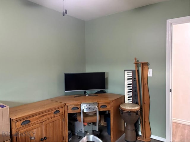 home office with baseboards