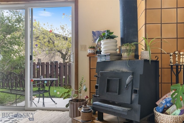 detailed view of a wood stove