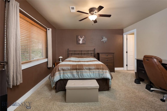 128 Droulliard Ave, Bozeman, MT 59718 - bedroom with carpet flooring, baseboards, a ceiling fan, and a desk