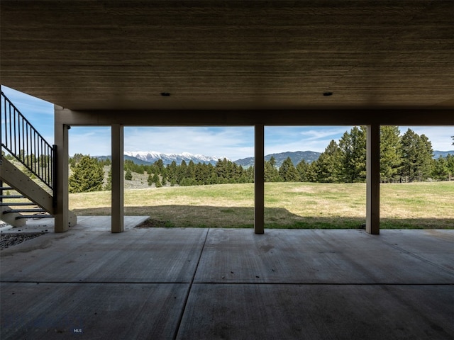 449 Minni Hall Rd, Bozeman, MT 59715 - view of patio with a mountain view and stairs
