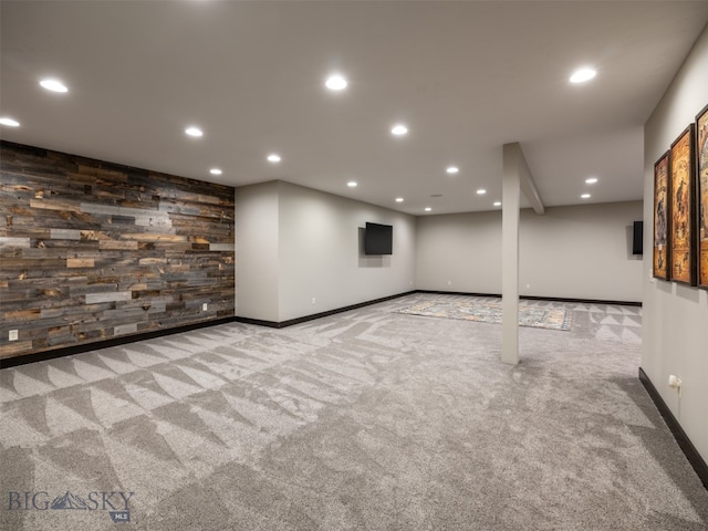 449 Minni Hall Rd, Bozeman, MT 59715 - finished basement featuring carpet, recessed lighting, and wooden walls