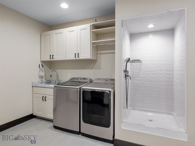 449 Minni Hall Rd, Bozeman, MT 59715 - washroom with separate washer and dryer, recessed lighting, baseboards, and a sink