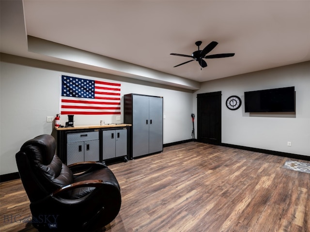 449 Minni Hall Rd, Bozeman, MT 59715 - sitting room featuring baseboards, wood finished floors, and a ceiling fan