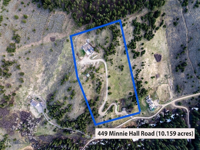 449 Minni Hall Rd, Bozeman, MT 59715 - map / location featuring property parcel outlined
