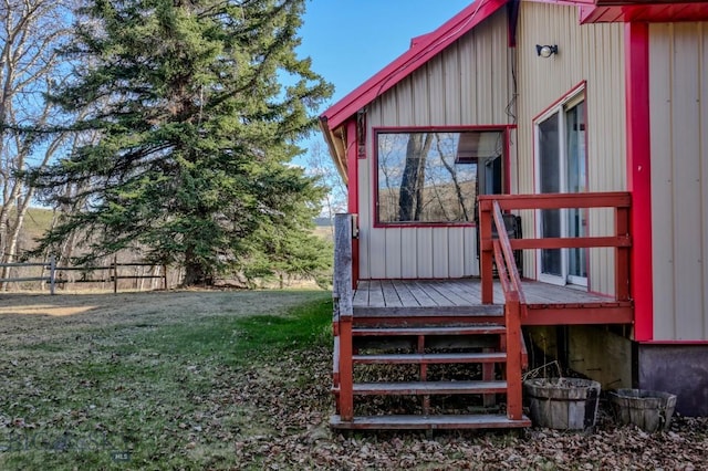 185 Elk Creek Rd N, Wilsall, MT 59086 - doorway to property with a wooden deck