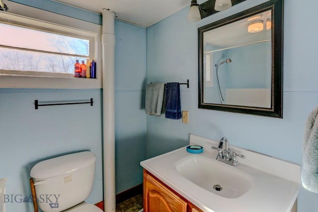 185 Elk Creek Rd N, Wilsall, MT 59086 - bathroom with vanity, toilet, and a shower
