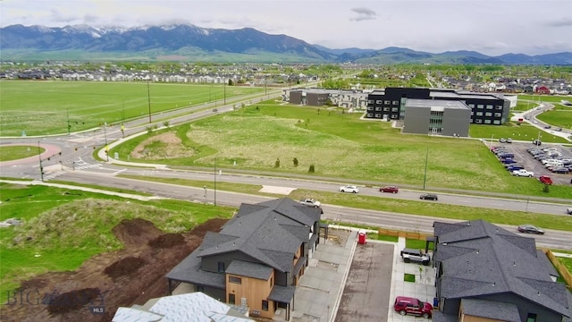 aerial view of a mountain backdrop