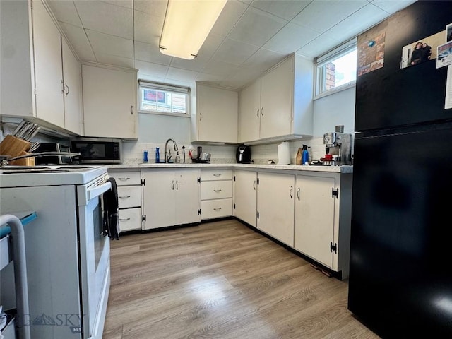 205 E Chinook St, Livingston, MT 59047 - kitchen with freestanding refrigerator, white range, plenty of natural light, and light countertops