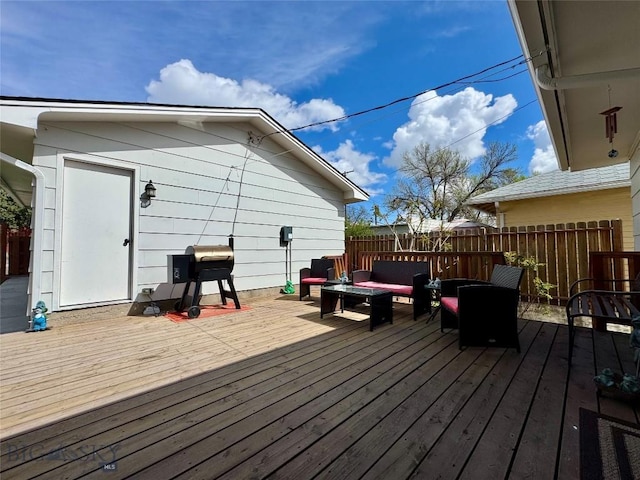 205 E Chinook St, Livingston, MT 59047 - wooden terrace with an outdoor living space and fence