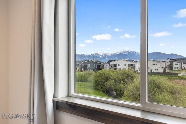 detailed view of a mountain view and a residential view