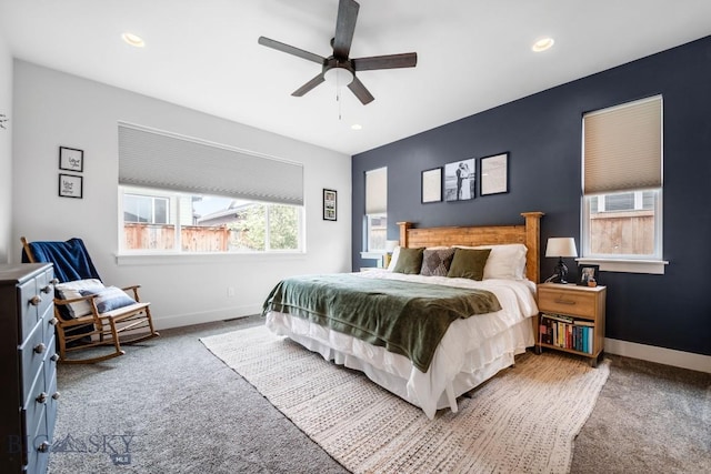 1506 Wild Bill Way, Belgrade, MT 59714 - carpeted bedroom featuring baseboards, a ceiling fan, and recessed lighting