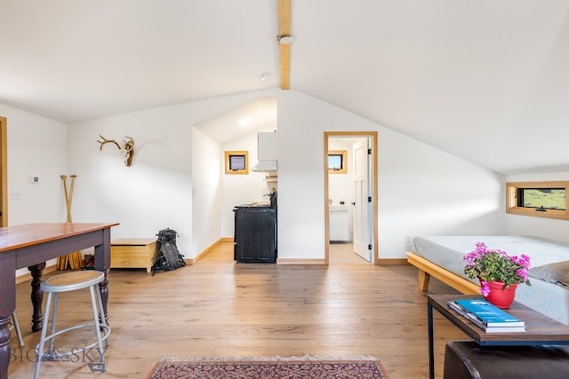 94 Rock Castle Rd, Manhattan, MT 59741 - living area featuring vaulted ceiling and light wood-style floors