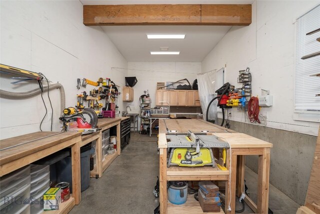 17450 Wilson Creek Rd, Gallatin Gateway, MT 59730 - garage featuring a workshop area