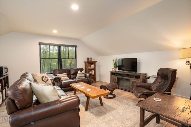 17450 Wilson Creek Rd, Gallatin Gateway, MT 59730 - living area featuring lofted ceiling and light wood finished floors