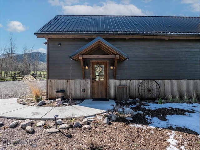 17450 Wilson Creek Rd, Gallatin Gateway, MT 59730 - entrance to property with a metal roof and a mountain view