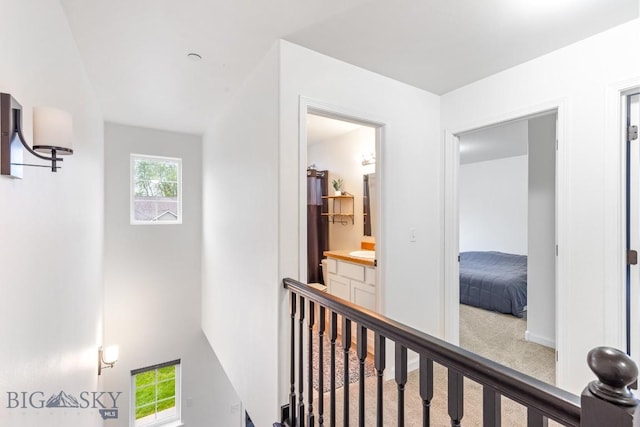 185 Chestnut Grove Ave, Bozeman, MT 59718 - hallway with an upstairs landing and carpet flooring