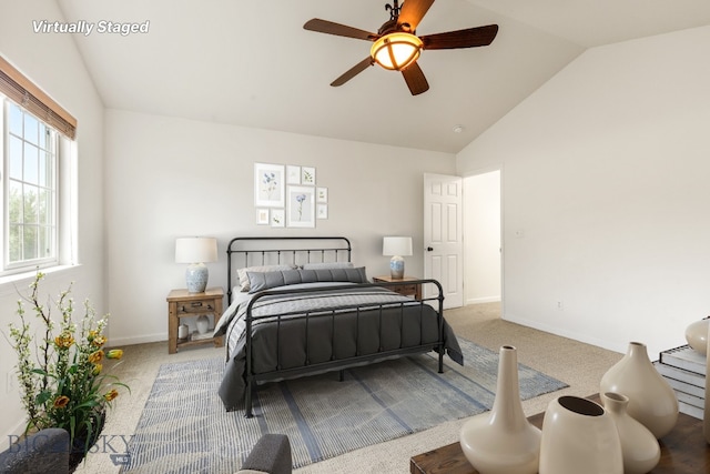 185 Chestnut Grove Ave, Bozeman, MT 59718 - bedroom featuring carpet floors, a ceiling fan, and high vaulted ceiling