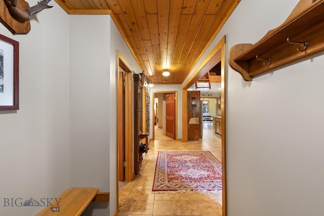 486 Jardine Rd, Jardine, MT 59030 - corridor featuring wood ceiling and light tile patterned floors