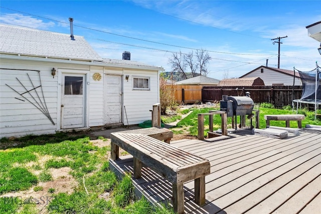 1408 Dewey Blvd, Butte, MT 59701 - wooden terrace featuring a trampoline