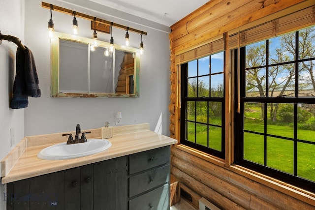 25 Big Chief Trl, Bozeman, MT 59718 - bathroom with rustic walls and vanity